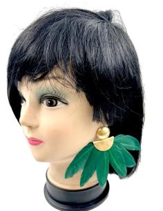PENDIENTES MUJER LARGOS DE PLUMAS VERDES BOTELLA 2