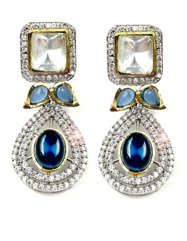 PENDIENTES BODA LARGOS AZUL MARINO Y CIRCONITA MUY FAVORECEDORES