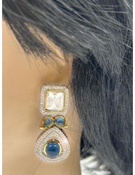 PENDIENTES BODA LARGOS AZUL MARINO Y CIRCONITA MUY FAVORECEDORES
