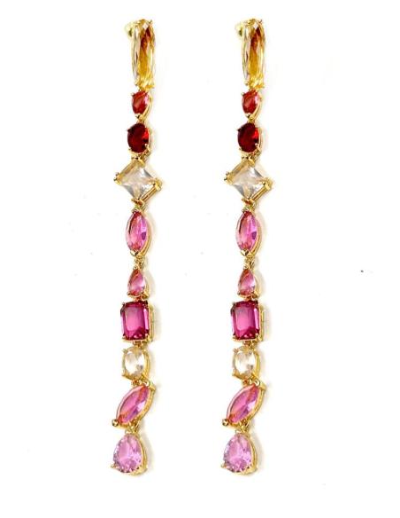 PENDIENTES LARGOS EN TONOS ROSAS JOYAS PARA BODAS ESPECIAL INVITADAS