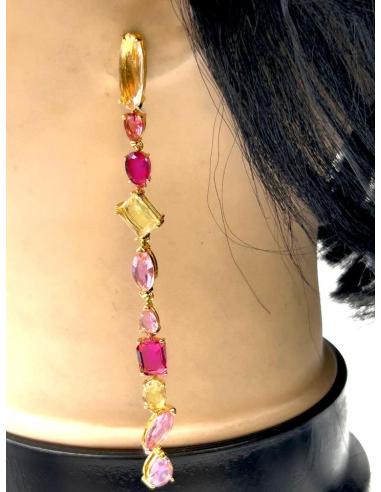 PENDIENTES LARGOS EN TONOS ROSAS JOYAS PARA BODAS ESPECIAL INVITADAS