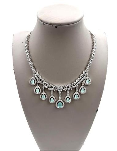 COLLARES MUJER VERDE AGUA Y CIRCONITAS PARA BODAS ALTA BISUTERIA