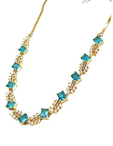 COLLARES MUJER DORADOS Y AZULES DE BODA Y EVENTOS ESTILO CLASICO
