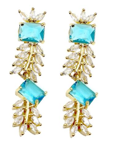 PENDIENTES BODA DORADOS Y AZULES PARA BODAS Y EVENTOS