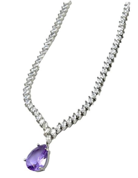 COLLARES JOYA CON CIRCONITAS Y LAGRIMA EN MORADO ESPECIAL BODAS