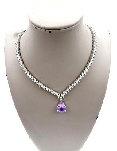 COLLARES JOYA CON CIRCONITAS Y LAGRIMA EN MORADO ESPECIAL BODAS