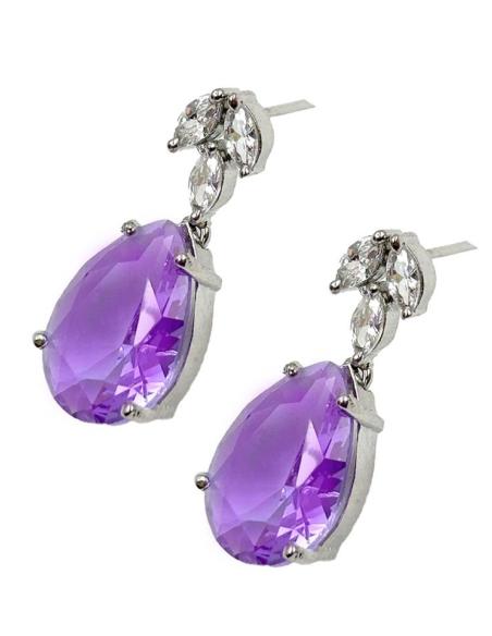 PENDIENTES BODA MORADO AMATISTA ESPECIAL BODAS