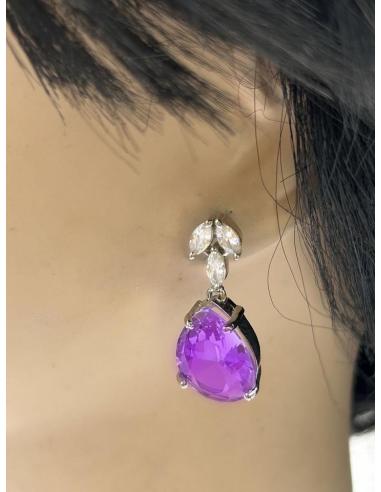 PENDIENTES BODA MORADO AMATISTA ESPECIAL BODAS