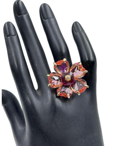 ANILLOS JOYA ROSAS Y FUCSIAS SORTIJA ESPECTACULAR PARA BODAS Y EVENTOS