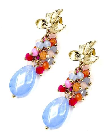 PENDIENTES LARGOS FUCSIAS DE AGATAS PARA INVITADAS DE BAUTIZOS Y BODAS