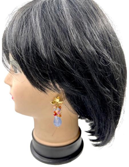 PENDIENTES LARGOS FUCSIAS DE AGATAS PARA INVITADAS DE BAUTIZOS Y BODAS