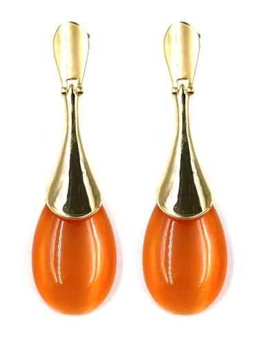 PENDIENTES LARGOS NARANJAS PARA BODAS BAUTIZOS Y EVENTOS