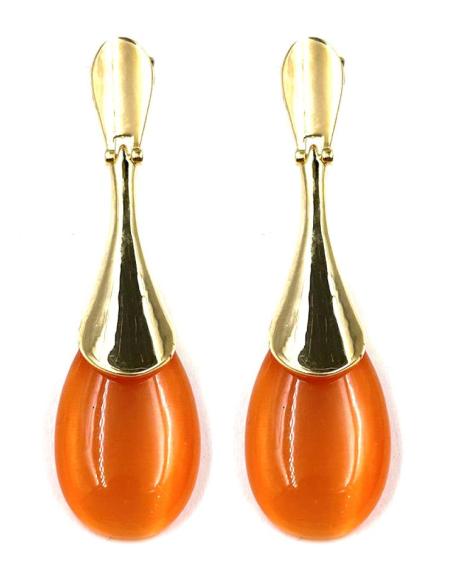 PENDIENTES LARGOS NARANJAS PARA BODAS BAUTIZOS Y EVENTOS