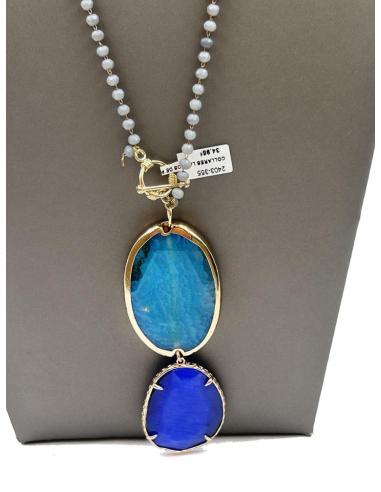 COLLARES LARGOS DE PIEDRAS EN TONOS AZULES