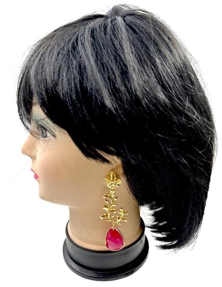 PENDIENTES LARGOS FUCSIAS DE PIEDRA PARA BODAS Y EVENTOS