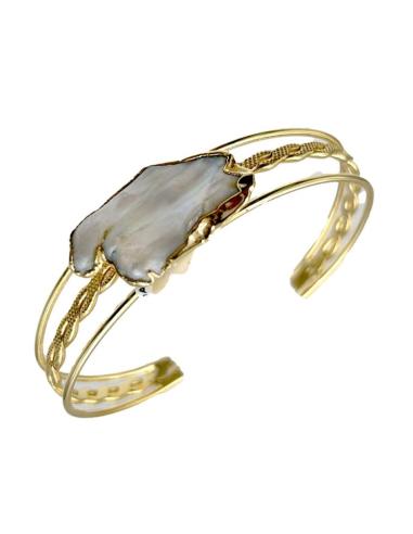 PULSERAS MUJER DORADAS CON PERLAS BARROCAS PARA BODAS Y BAUTIZOS
