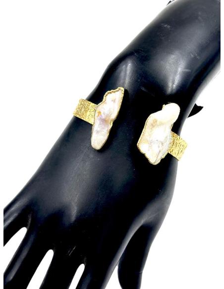 PULSERAS DORADAS CON PERLAS PARA MADRINAS DE BODAS