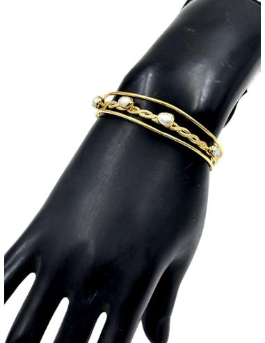 PULSERAS MUJER DE PERLAS JOYAS EN DORADO PARA BODA