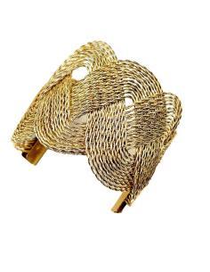 Imagen del producto PULSERAS DORADAS ANCHAS IMITACION TEJIDO RAFIA AJUSTABLES