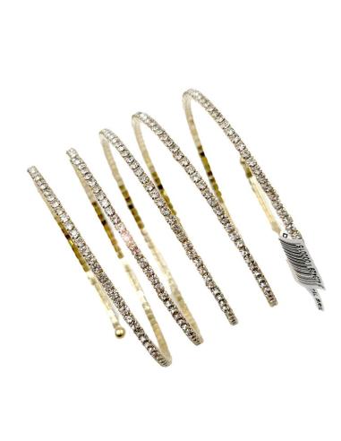 PULSERAS DE FIESTA DORADAS CON CRISTAL BRILLO VARIOS ESTILOS EN UNO