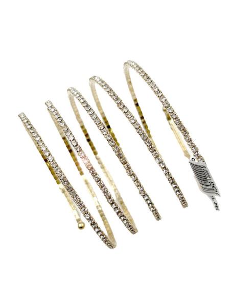 PULSERAS DE FIESTA DORADAS CON CRISTAL BRILLO VARIOS ESTILOS EN UNO