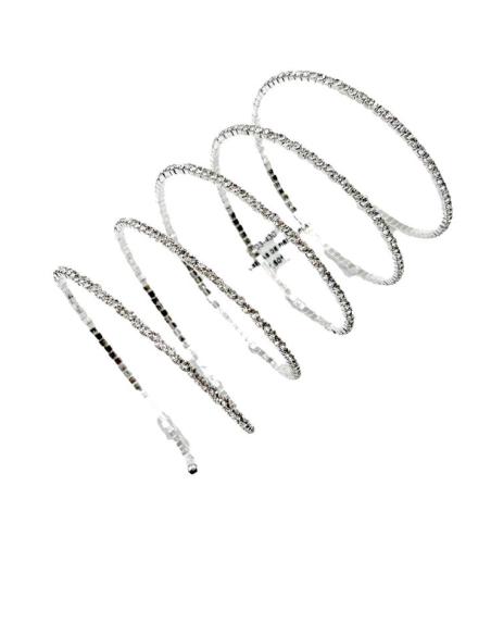 PULSERAS DE FIESTA PLATEADAS CON CRISTAL BRILLO VARIOS ESTILOS EN UNO