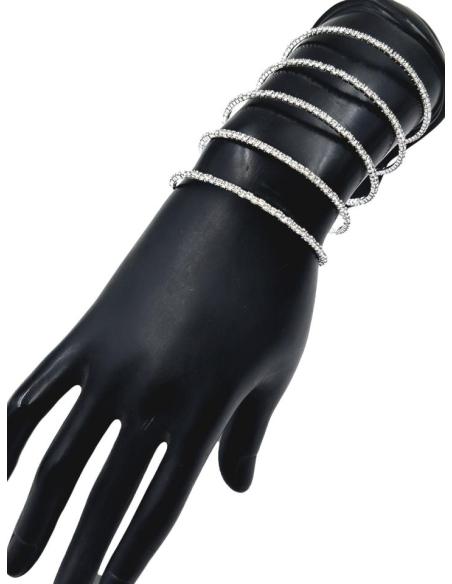 PULSERAS DE FIESTA PLATEADAS CON CRISTAL BRILLO VARIOS ESTILOS EN UNO