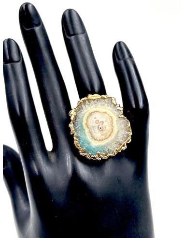 ANILLOS DE PIEDRA AGATA BLANCA Y VERDE AGUA