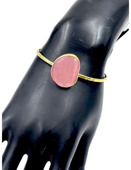 PULSERAS DORADAS DE PIEDRA ROSA PARA BODA Y EVENTO