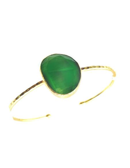 PULSERAS DORADAS CON PIEDRAS VERDES ESMERALDA PARA DIA Y NOCHE