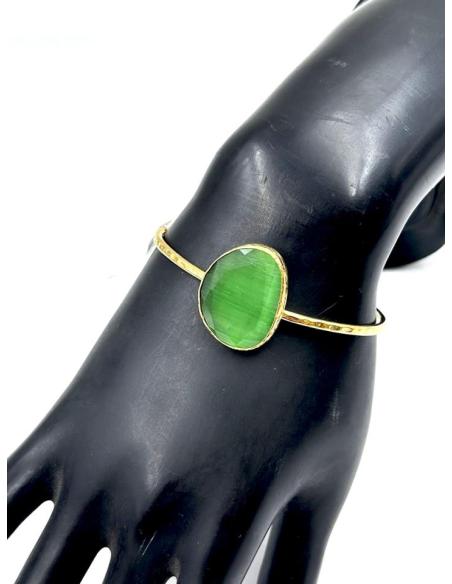 PULSERAS DORADAS CON PIEDRAS VERDES ESMERALDA PARA DIA Y NOCHE