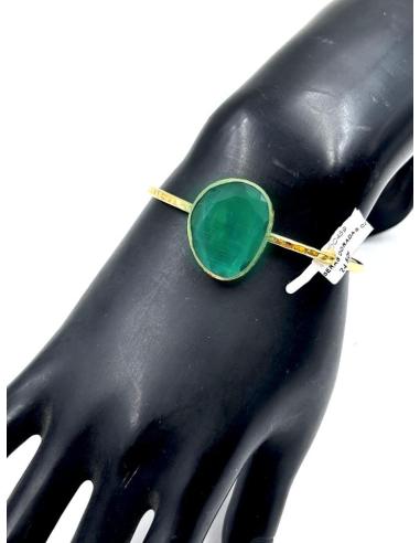 PULSERAS DORADAS CON PIEDRAS VERDES PARA BODAS