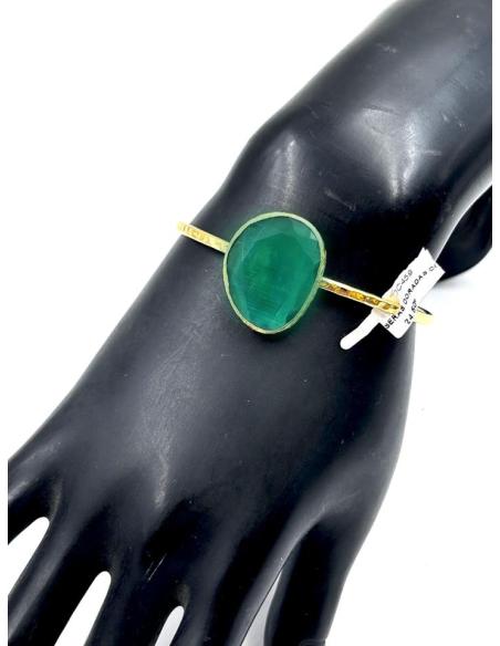 PULSERAS DORADAS CON PIEDRAS VERDES PARA BODAS
