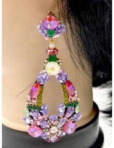 PENDIENTES MORADOS Y FUCSIAS PARA BODAS Y EVENTOS EXOTICA DECORACION 2