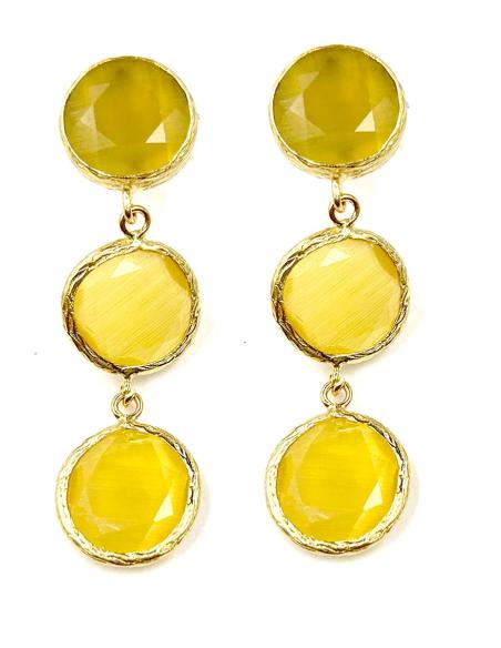 PENDIENTES LARGOS DE TRIPLE PIEDRA EN EL COLOR QUE PREFIERA