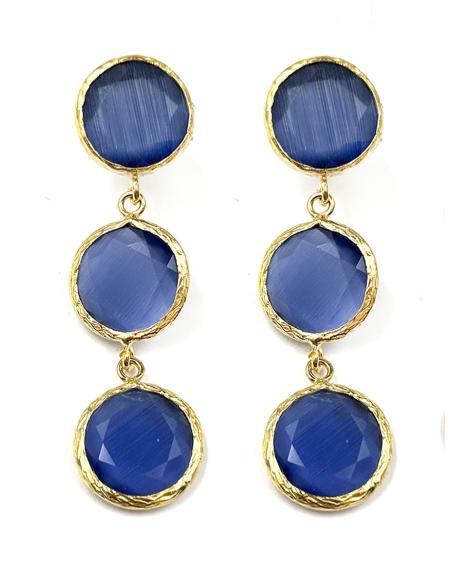 PENDIENTES LARGOS DE TRIPLE PIEDRA EN EL COLOR QUE PREFIERA