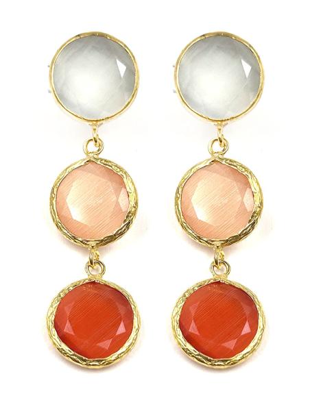 PENDIENTES LARGOS DE TRIPLE PIEDRA EN EL COLOR QUE PREFIERA
