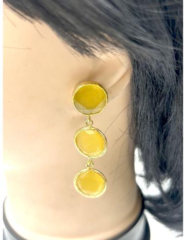 PENDIENTES LARGOS DE TRIPLE PIEDRA EN...