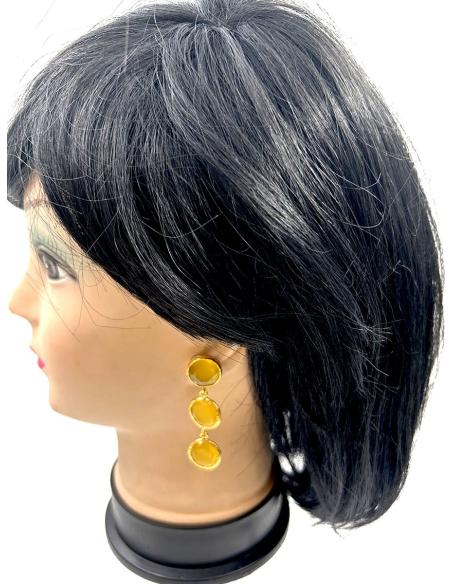 PENDIENTES LARGOS DE TRIPLE PIEDRA EN EL COLOR QUE PREFIERA