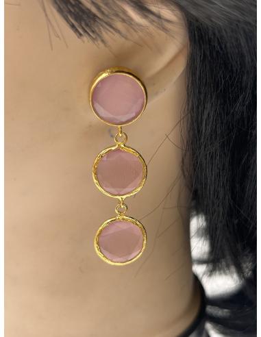 PENDIENTES LARGOS DE TRIPLE PIEDRA EN...
