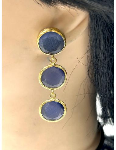 PENDIENTES LARGOS DE TRIPLE PIEDRA EN...