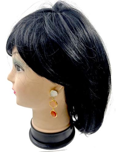 PENDIENTES LARGOS DE TRIPLE PIEDRA EN...