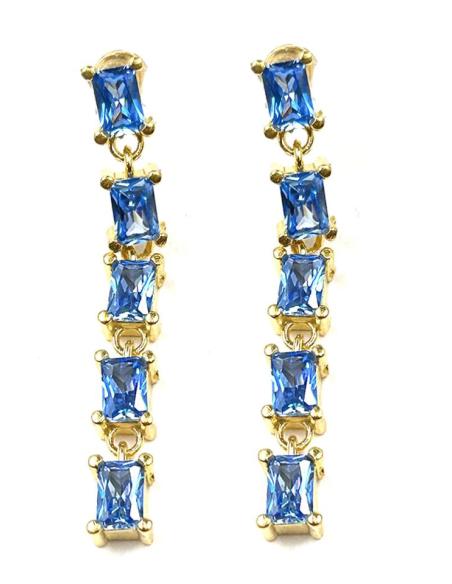PENDIENTES AZULES LARGOS Y FINOS PARA BODAS COMUNIONES Y BAUTIZOS