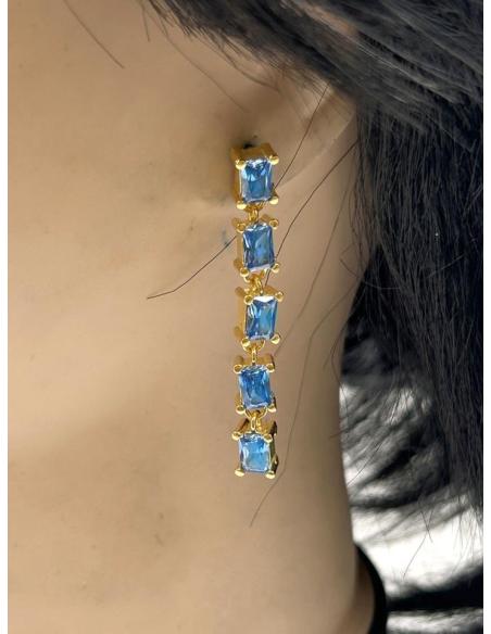 PENDIENTES AZULES LARGOS Y FINOS PARA BODAS COMUNIONES Y BAUTIZOS