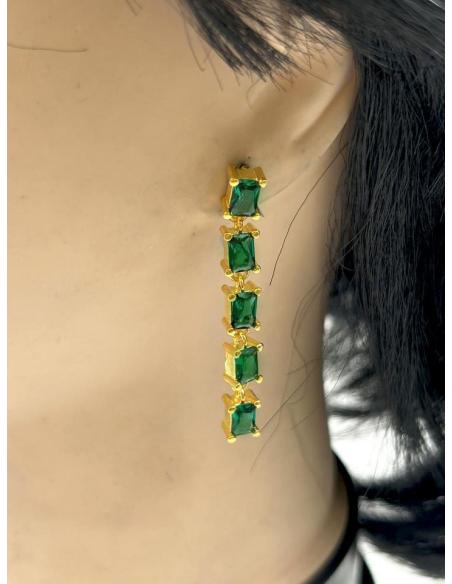 PENDIENTES VERDES ESMERALDA LARGOS Y FINOS DE BODA BAUTIZO Y COMUNION