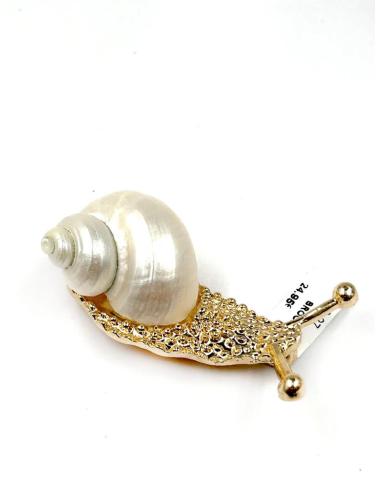 BROCHES DORADOS CON NACAR PARA MUJER CARACOL CON CASITA