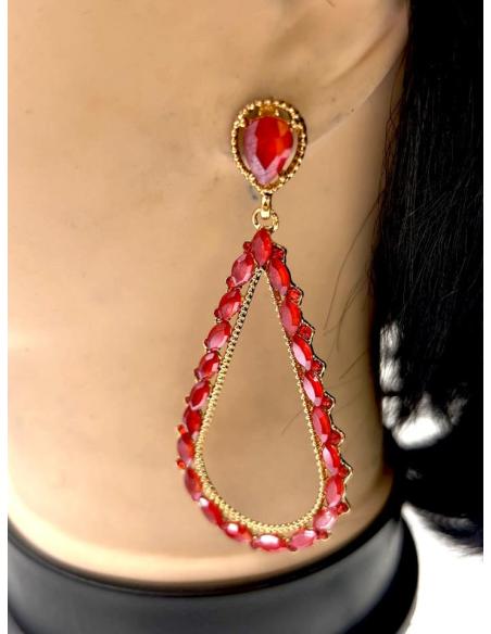 PENDIENTES LARGOS DE FIESTA ROJOS PARA INVITADAS DE BODAS Y EVENTOS