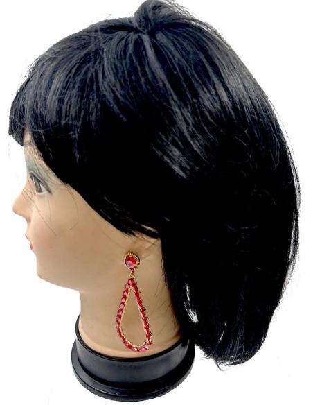 PENDIENTES LARGOS DE FIESTA ROJOS PARA INVITADAS DE BODAS Y EVENTOS