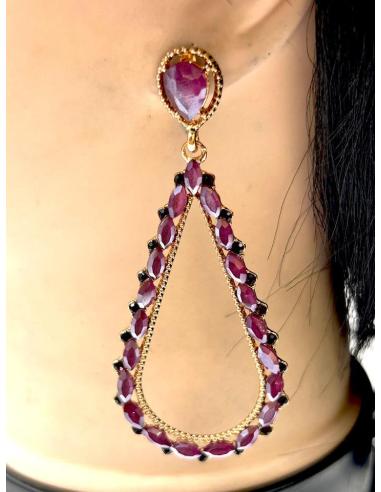 PENDIENTES LARGOS DE FIESTA VINO PARA INVITADAS DE BODAS Y EVENTOS