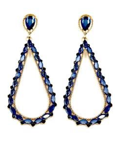 PENDIENTES LARGOS DE FIESTA AZULES MARINO DE BODA Y EVENTOS